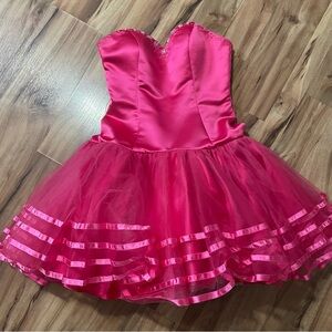 Y2K Xcite Pink Mini Strapless Prom Dress